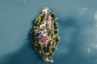 Vogelperspektive über Bled in Slowenien