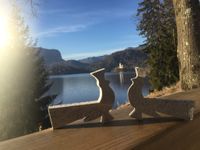 Concrete rajska ptica at lake Bled